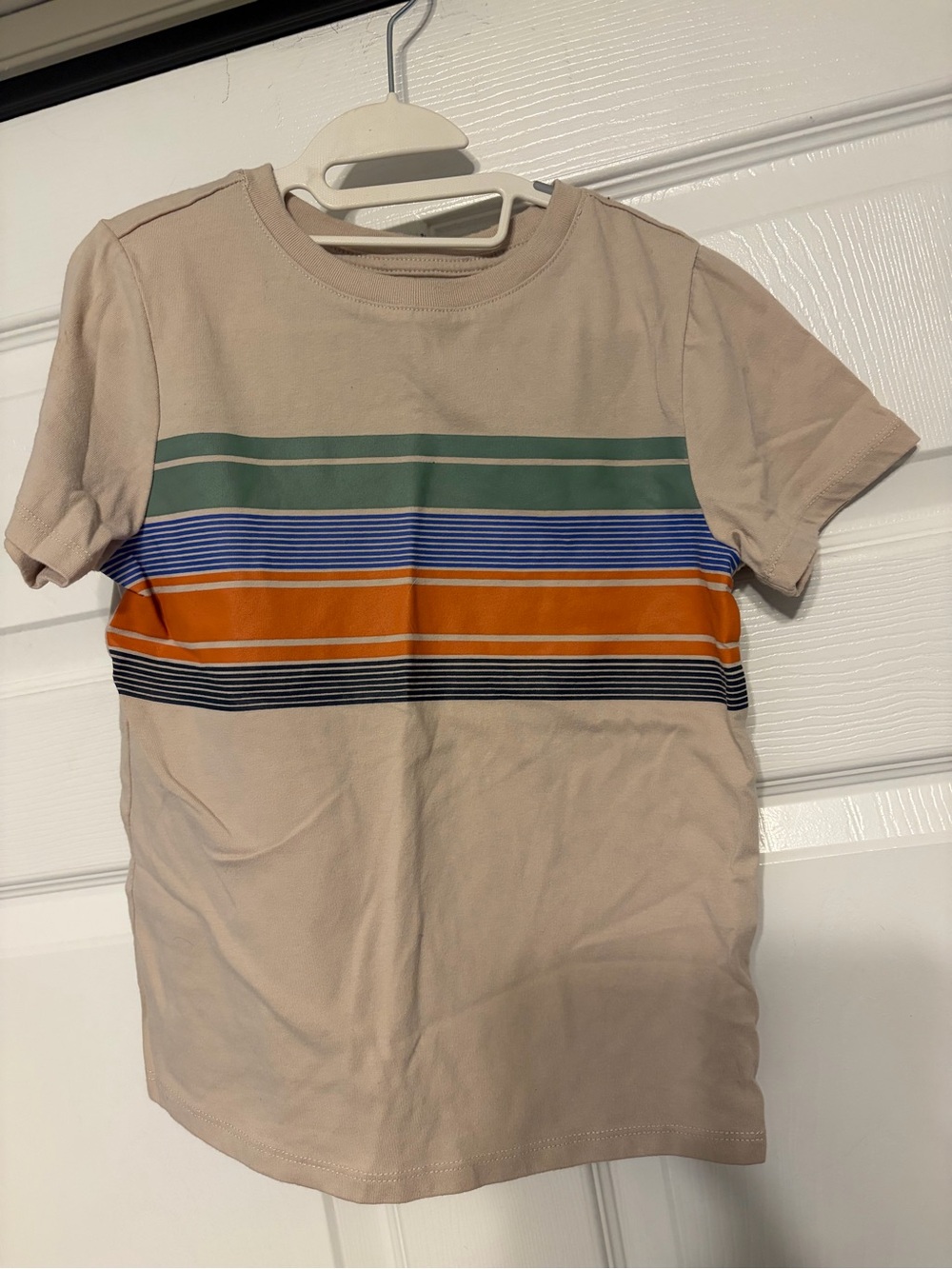 Stitch & Stone Boys Striped Short Sleeve T-Shirt Size 6 Beige Green Blue Orange